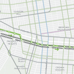 screenshot of the current and proposed change of the B65 bus route.